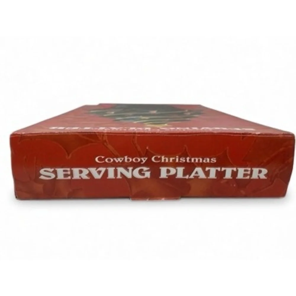 Certified International Cowboy Christmas Tree Platter Southwestern Ceramic 12in